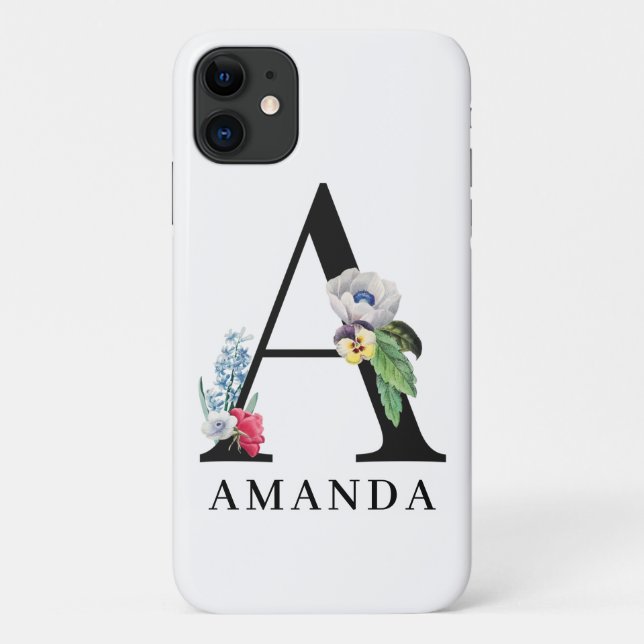 Personalized Floral Alphabet A Monogram  Case-Mate iPhone Case (Back)