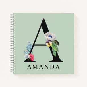 Personalized Floral Alphabet A Monogram Notebook