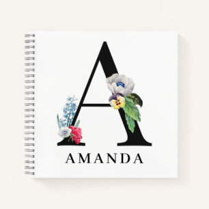 Personalized Floral Alphabet A Monogram Notebook