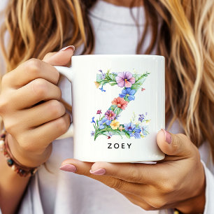 Personalized Floral Alphabet Mug Thank You Gift