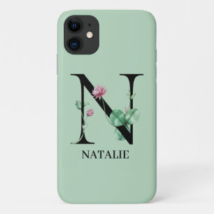 Personalized Floral Alphabet N Monogram iPhone 11 Case
