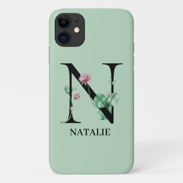 Personalized Floral Alphabet N Monogram  Case-Mate iPhone Case (Back)