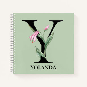 Personalized Floral Alphabet Y Monogram Notebook
