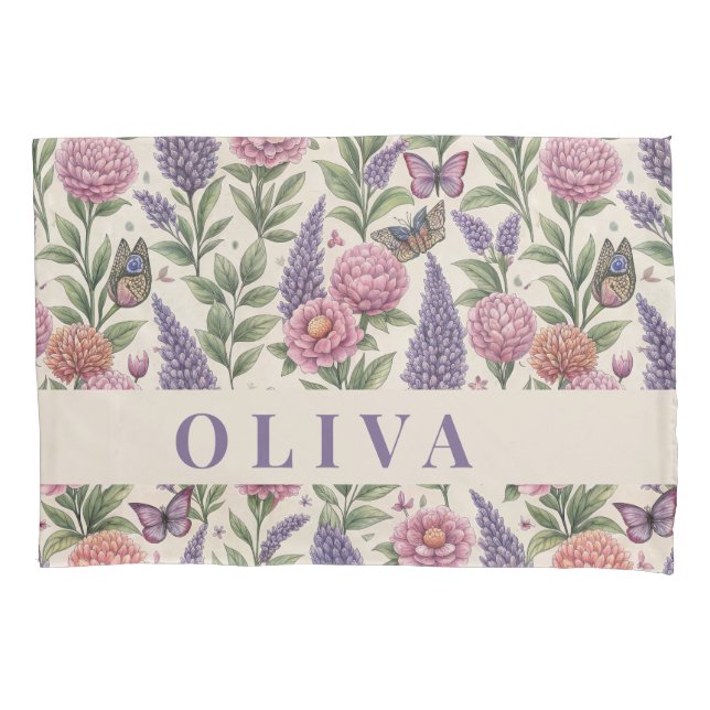 Personalized Floral and Botanical Pillow Case (Front)