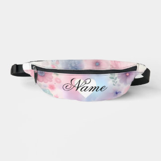 Personalized floral and heart fanny pack