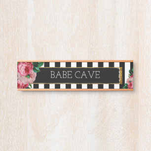 Personalized Floral and Striped Nameplate