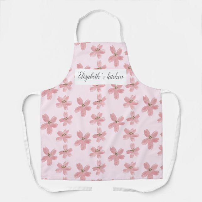 Personalized Floral Apron - Custom Name (Front)