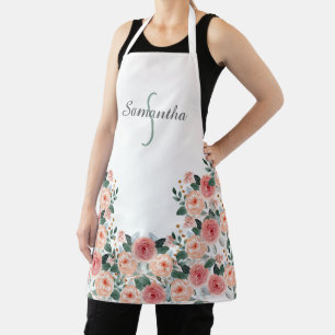 Personalized Floral Apron - Custom Name Gift