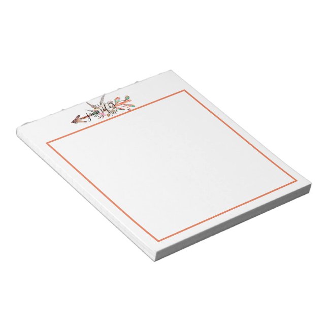 Personalized floral arrow  notepad (Angled)