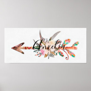 Personalized floral arrow poster