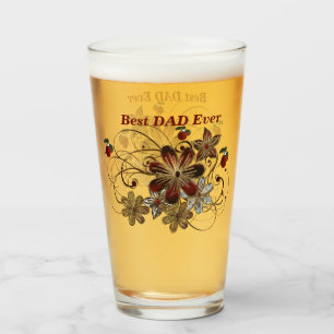 Personalized Floral Art Beer Glass for Dad