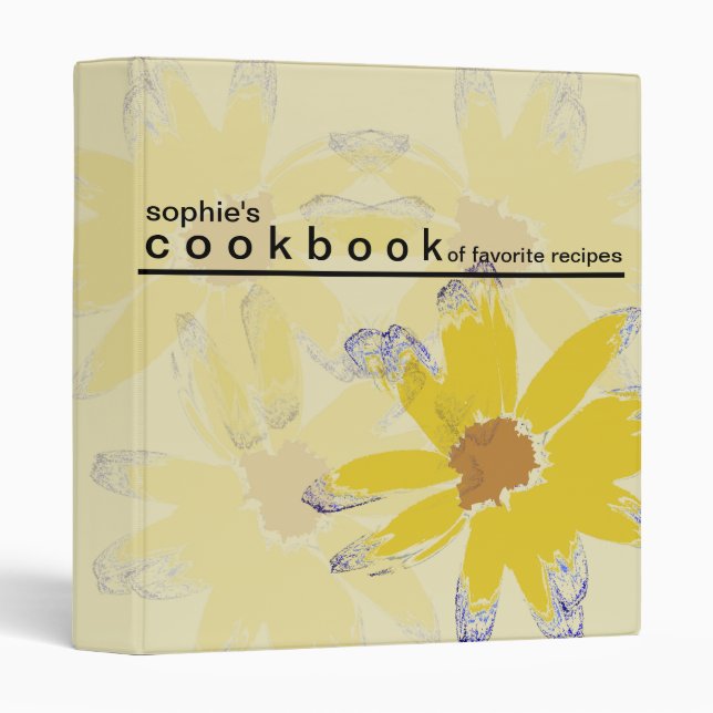 Personalized Floral Art Recipe Cookbook Binder (Front/Spine)
