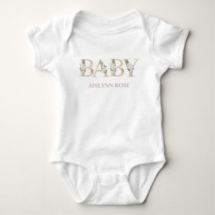 Personalized Floral Baby One Piece Bodysuit
