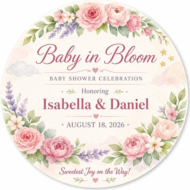 Personalized Floral Baby Shower Coaster (Creator Uploaded)