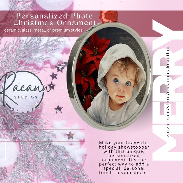 Personalized Floral Background Christmas Ornament (Creator Uploaded)