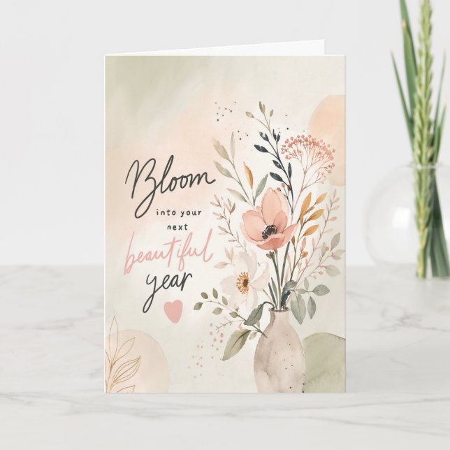 Personalized Floral Birthday Card – Bloom  (Front)