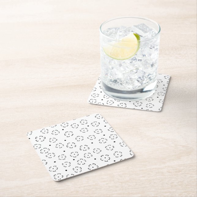 Personalized Floral Birthday Gift Folder Square Paper Coaster (Insitu)