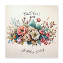 Personalized Floral Birthday Magnetic Card