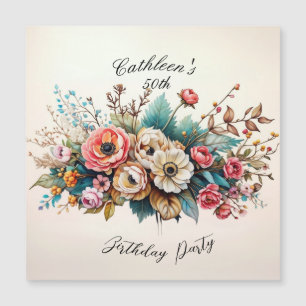 Personalized Floral Birthday Magnetic Card
