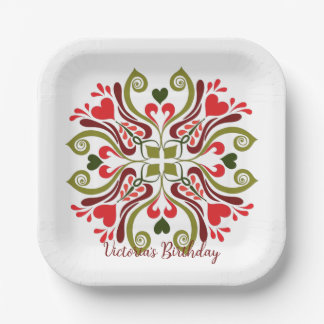 Personalized Floral Birthday Party Plates