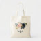 Personalized Floral Blush Navy Greenery Tote Bag