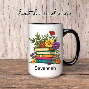Personalized Floral Book Mug, Gift for Book Lovers Mug