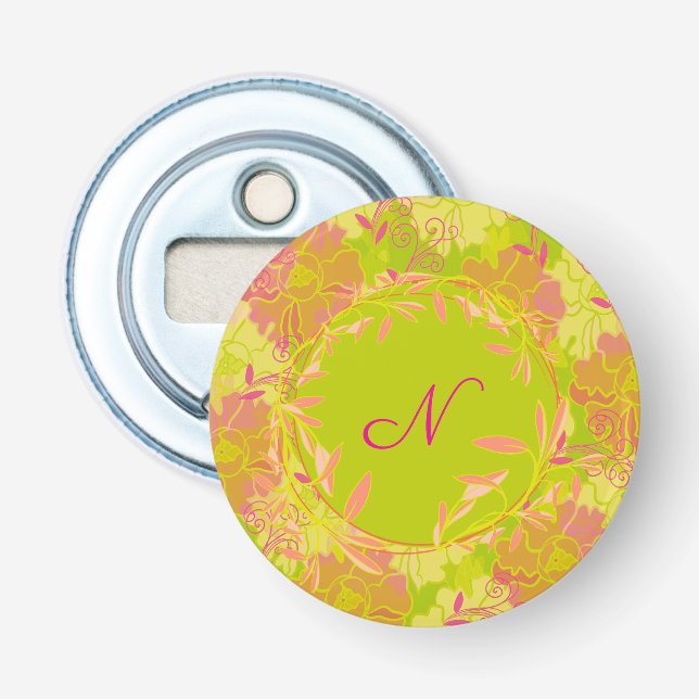 Personalized Floral Bottle Opener (Front)