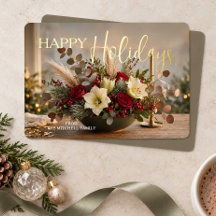 Personalized Floral Bouquet Photo Gold