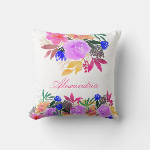 Personalized Floral Bouquet Throw Pillow
