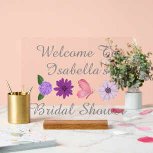 Personalized Floral Bridal Shower Gift, Wedding Acrylic Sign