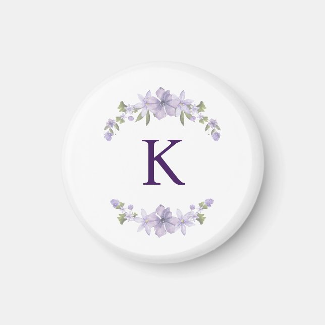 Personalized Floral Bridesmaid Initial Magnet Gift (Front)