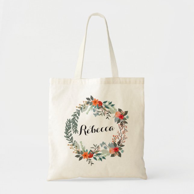 Personalized Floral Bridesmaid Tote (Front)