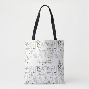 Personalized Floral Bridesmaid Tote Bag