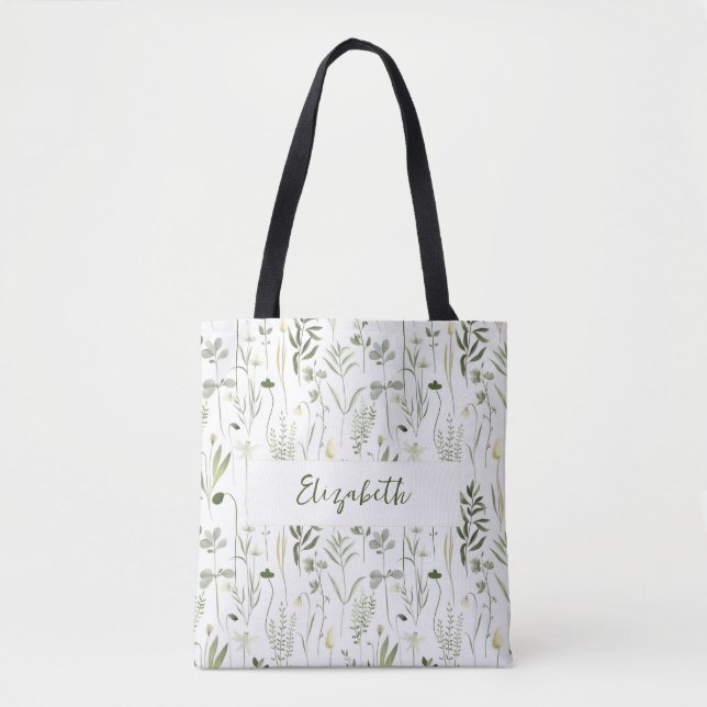 Personalized Floral Bridesmaid Tote Bag  (Front)
