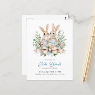 Personalized Floral Bunny Easter Brunch In Invitat Postcard