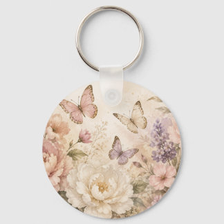 Personalized Floral Butterfly Acrylic Keychain