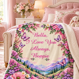 Personalized Floral Butterfly Kids Keepsake Sherpa Blanket