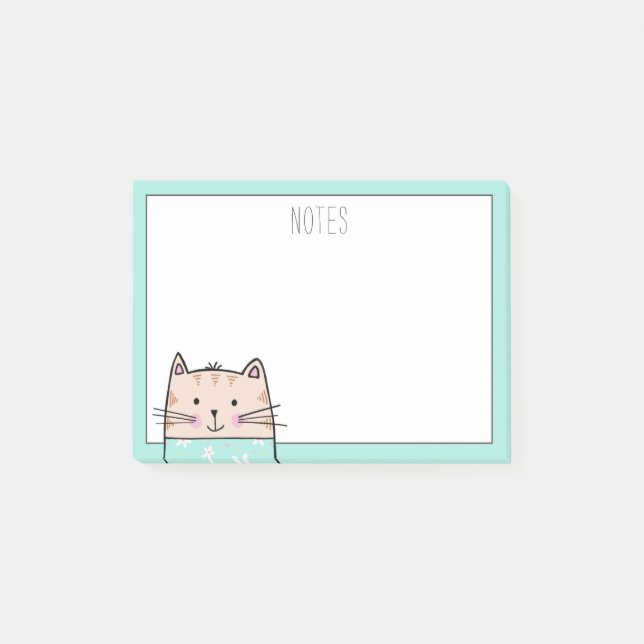 Personalized Floral Cat  Notes (Front)