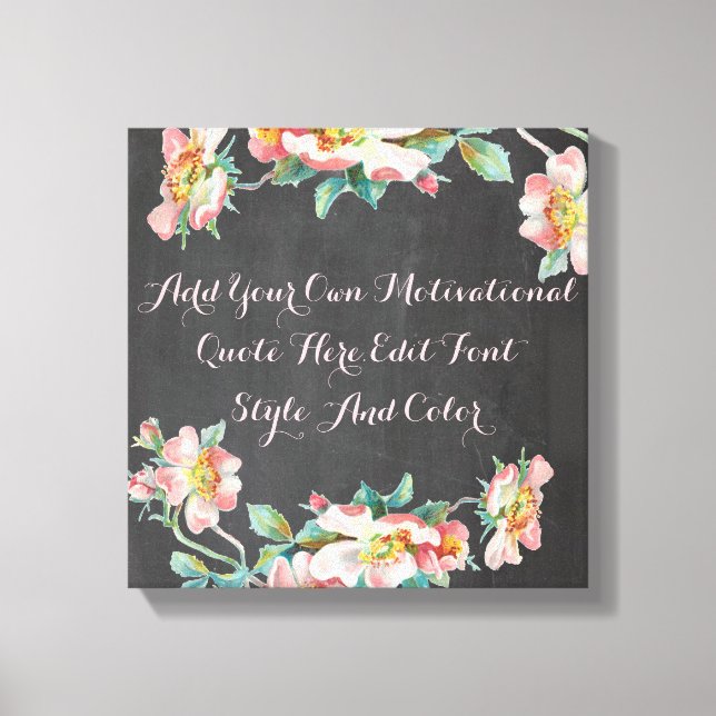 Personalized floral chalkboard canvas print (Front)