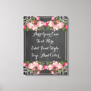 Personalized floral chalkboard quote canvas print