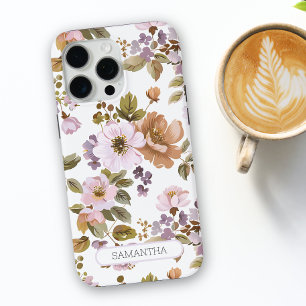 Personalized Floral Chic Flower Botanical Name iPhone 15 Pro Max Case