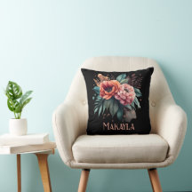Personalized Floral Chic Peonies on Black