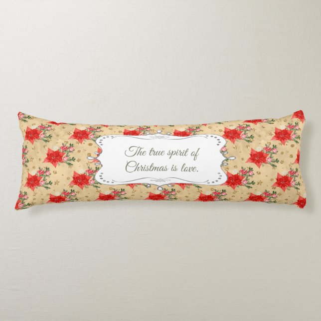 Personalized Floral Christmas Pattern Body Pillow (Front)