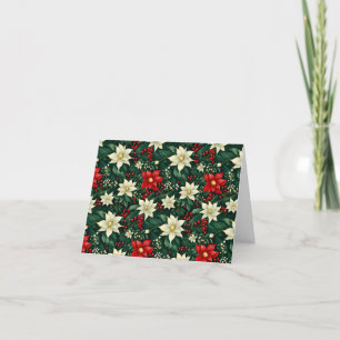Personalized Floral Christmas Pattern  Holiday Card