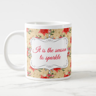Personalized Floral Christmas Pattern Large Coffee Mug
