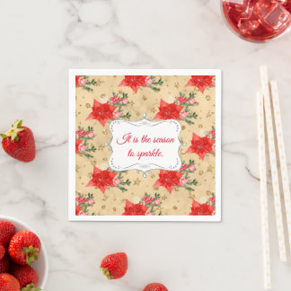 Personalized Floral Christmas Pattern Napkin