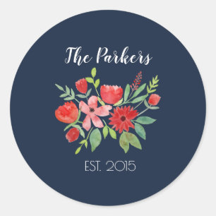 Personalized Floral Classic Round Sticker