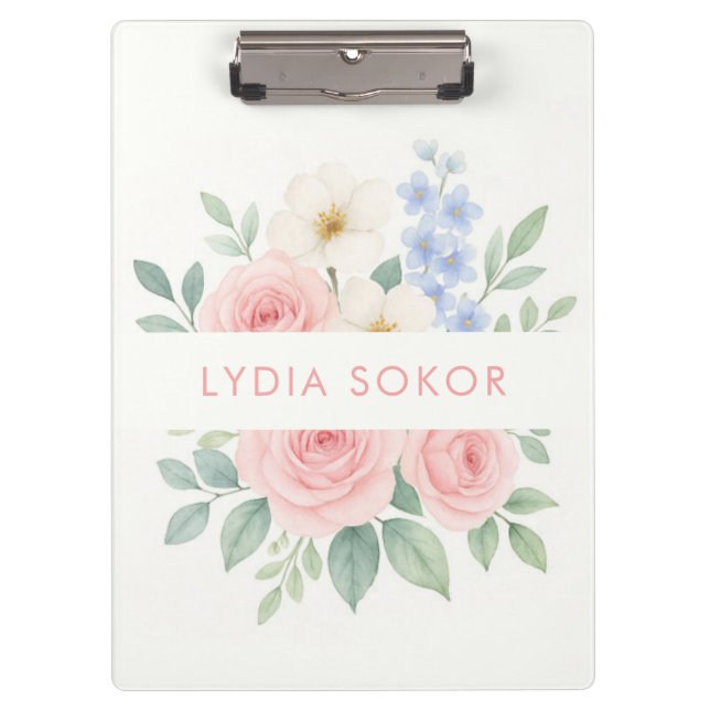 Personalized Floral Clipboard with Name (Front)