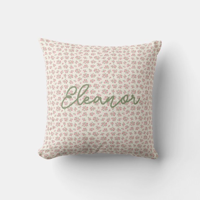Personalized Floral Cottagecore Pillow (Front)