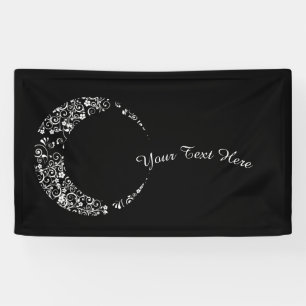 Personalized Floral Crescent Moon Banner